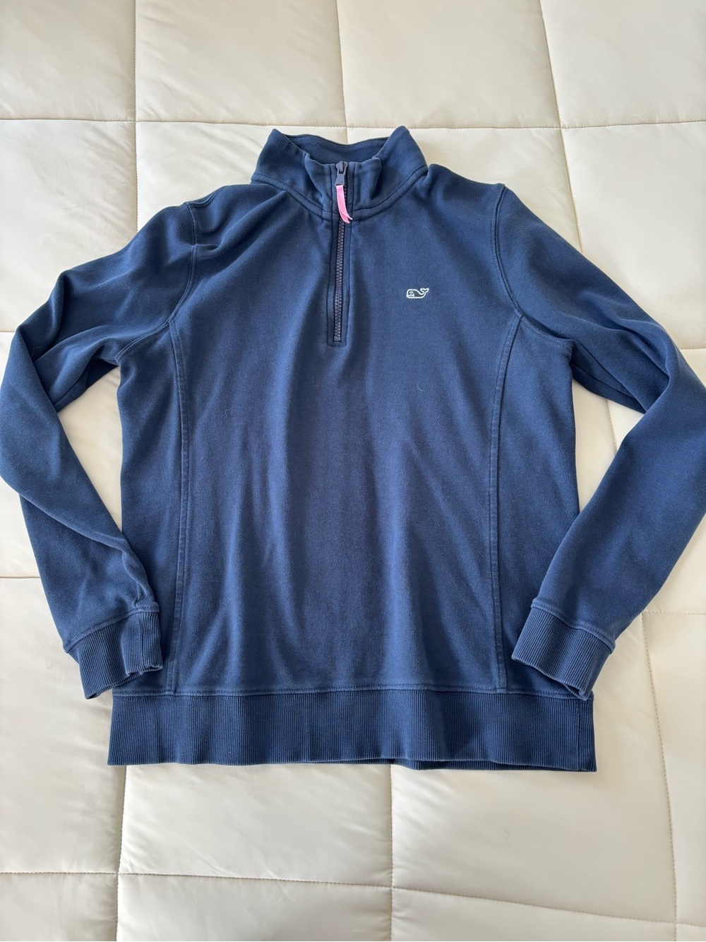 Vineyard Vines Navy Half-Zip Pullover with Pink Zipper Accent